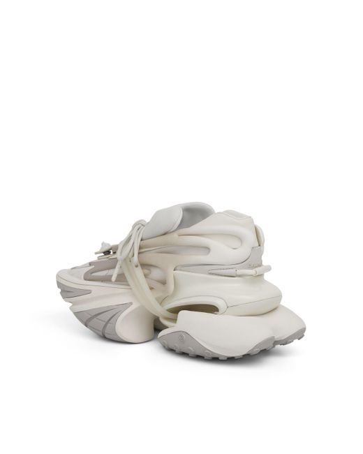 Balmain Gray Neoprene & Calfskin Unicorn Sneakers, , 100% Rubber