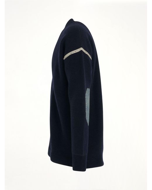 Maison Margiela Blue Elbow Patch Cardigan for men
