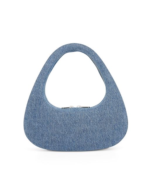 Coperni Blue Denim Baguette Swipe Bag, Washed, 100% Cotton