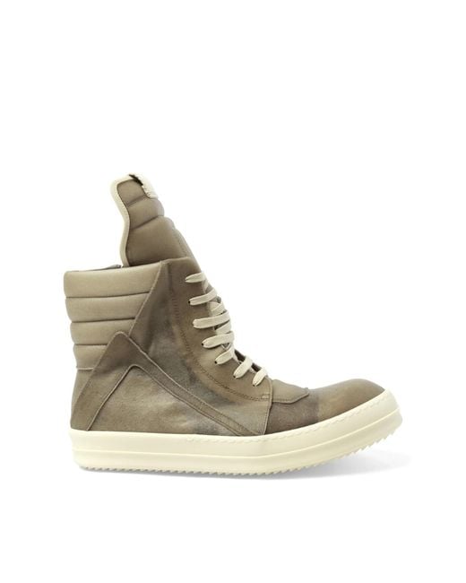 Rick Owens Natural Geobasket Transparent Leather Sneakers, 100% Calf Leather for men