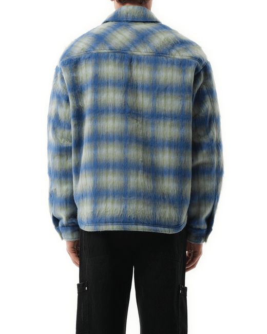 Represent Blue Textured Overshirt, 100% Polyester, Size: Small for men