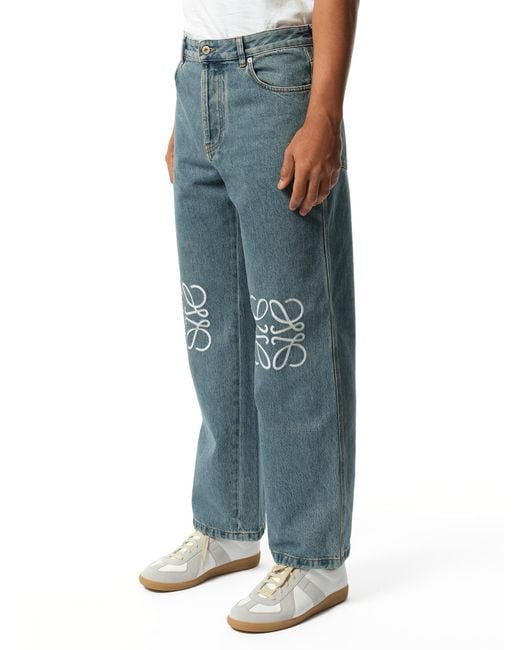 LOEWE セール★ BAGGY JEANS★LIGHT BLUE Anagram baggy jeans in denim Blue - LOEWE
