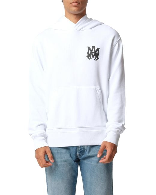 Amiri White Ma Core Logo Hoodie, Long Sleeves, 100% Cotton, Size: Small for men