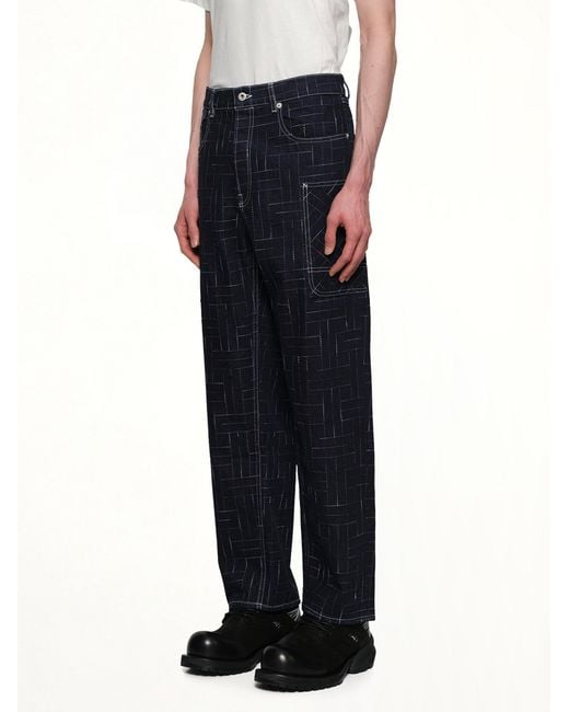 KENZO Blue Weave Cargo Monkey Fit Jeans for men