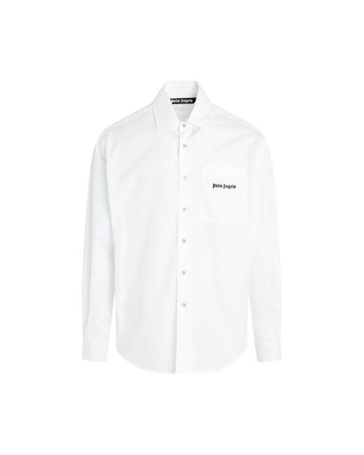 Palm Angels White Classic Logo Long Sleeve Shirt, /, 100% Cotton for men