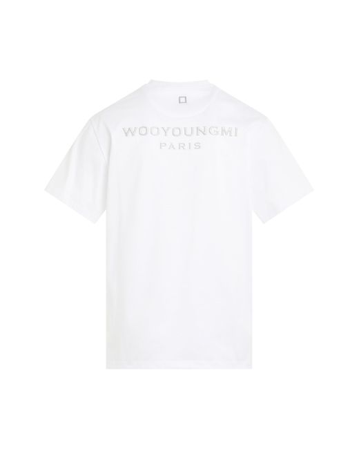 Wooyoungmi White Irridecent Back Logo T-Shirt, Short Sleeves, , 100% Cotton for men