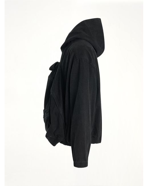 we11done Black Bag Shaped Craft Denim Hoodie for men