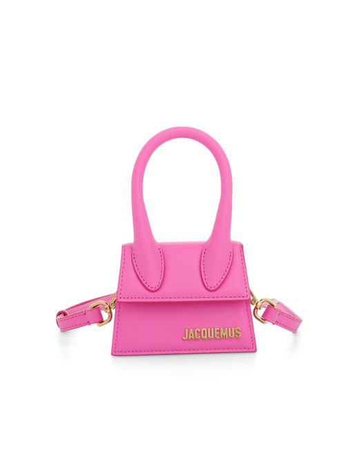 Jacquemus Pink Le Chiquito Mini Leather Bag, Neon, 100% Leather
