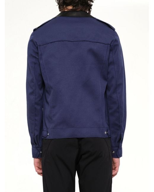 Lanvin Blue Leather Jacket for men