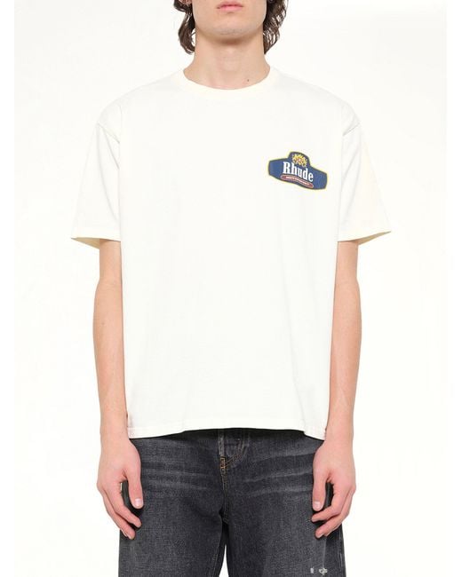 Rhude White Racing Crest T-Shirt for men