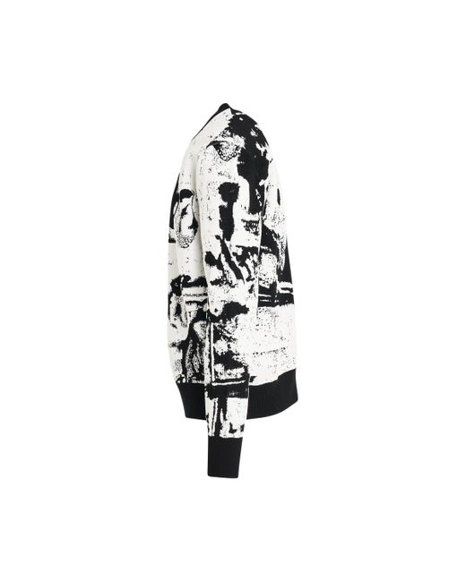 Alexander McQueen Black Skull Print Sweatshirt, Long Sleeves, Ivory/, 100% Cotton, Size: Large for men
