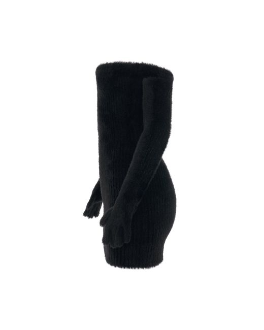 Off-White c/o Virgil Abloh Black Off- Fuzzy Gloves Mini Dress, , 100% Polyamide
