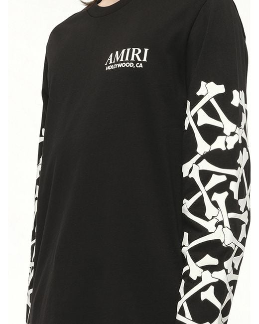 Amiri Black Bones Stacked L/T-Shirt, 100% Cotton, Size: Small for men