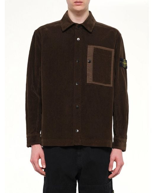 Stone Island Black 1200016 Corduroy Shirt for men