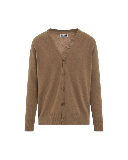 Maison Margiela Brown 'Classic V-Neck Cardigan, Long Sleeves, , 100% Fabric, Size: Small for men