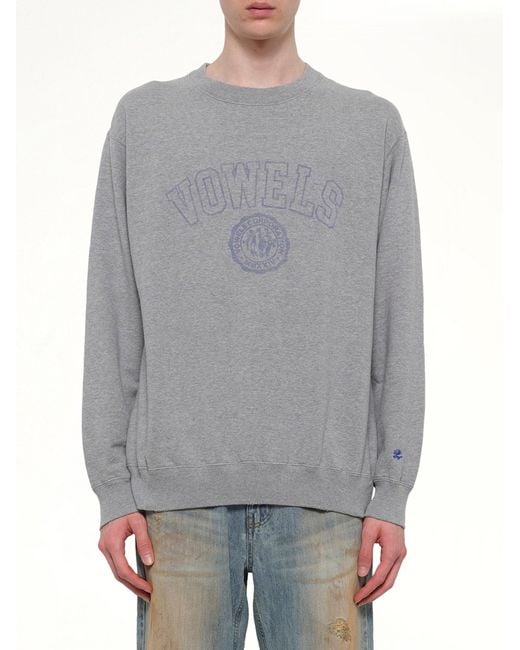vowels Gray Faded Collegiate Sweatshirt for men