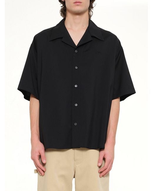Loewe Black Wool Short Sleeve Shirt for men