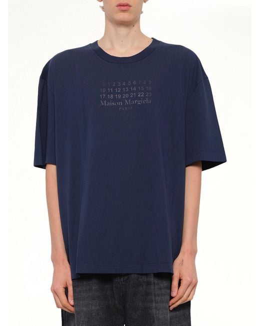 Maison Margiela Blue Logo T-Shirt for men