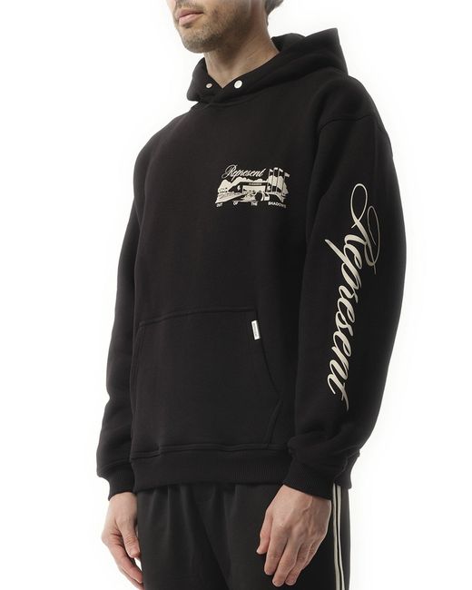 Represent Black Raceway Hoodie, 100% Cotton, Size: Small for men