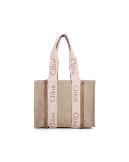 Chloé Natural Casual Style Plain Logo Totes, Blushy, 100% Polyester