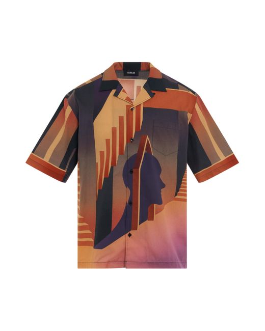 Egonlab Multicolor 'Graphic Bowling Shirt, Short Sleeves, , 100% Cotton, Size: Small for men