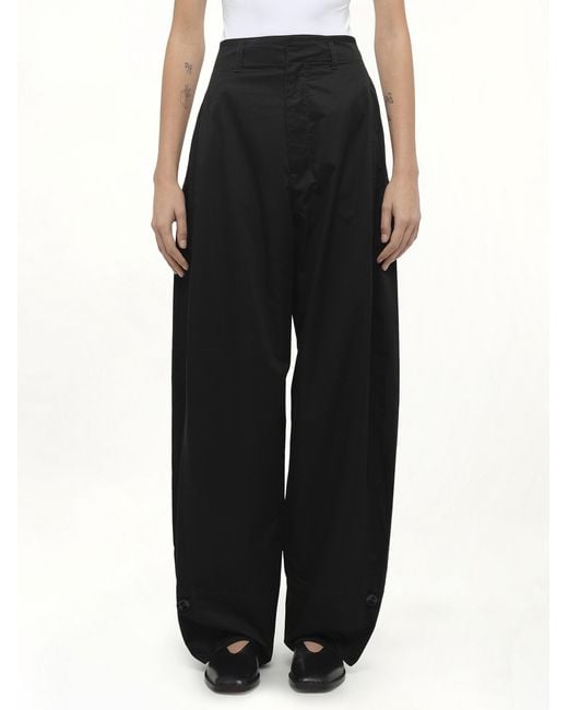 Lemaire Black Soft Volume Pants, 100% Cotton