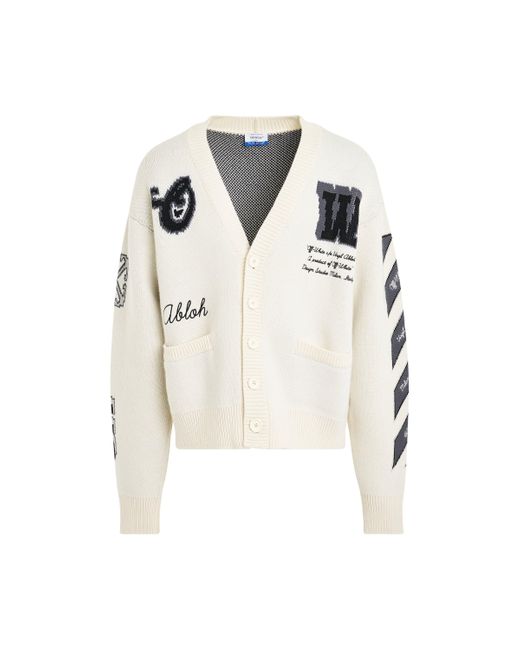 Off-White c/o Virgil Abloh White Off- 'Varsity Knit Cardigan, Long Sleeves, Cream/, 100% Cotton, Size: Small for men