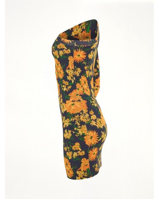 Balenciaga Yellow Asymmetric Mini Dress, Long Sleeves, 100% Cotton, Size: Small