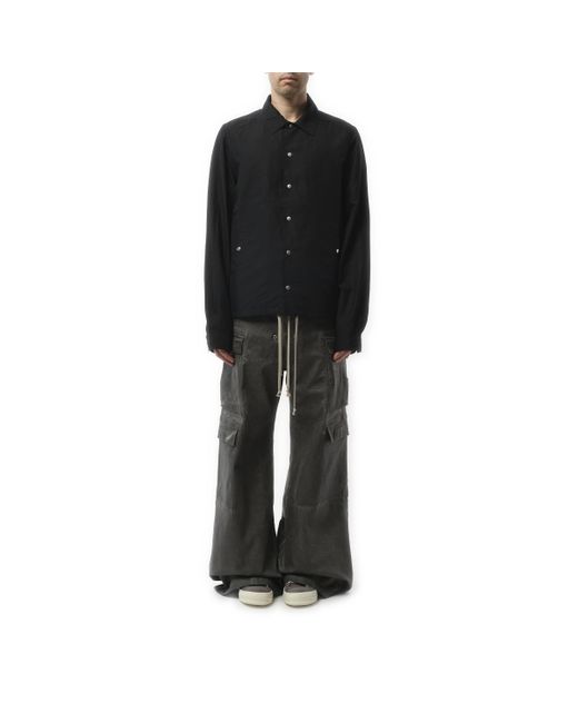 Rick Owens Black Snapfront Nylon Jacket, 100% Cotton, Size: Small for men