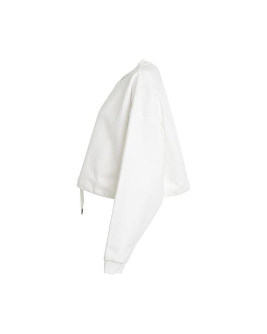 Marni White Boxy Neck Logo Sweatshirt, Long Sleeves, , 100% Cotton