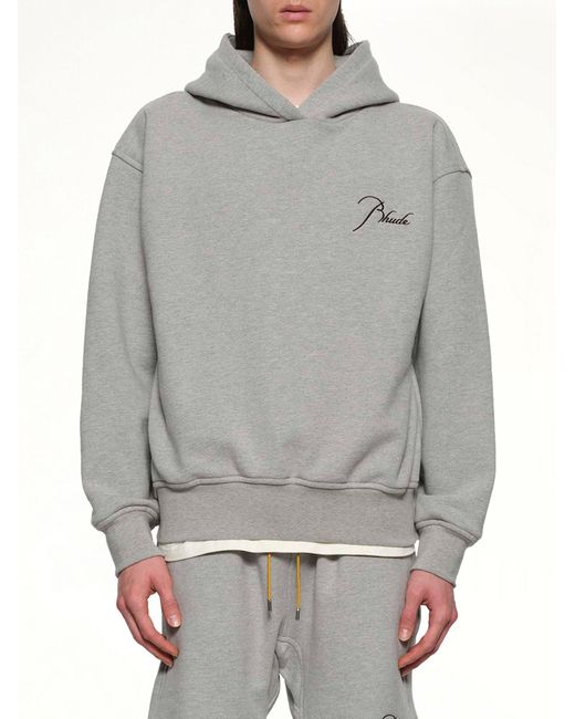 Rhude Gray Classique Side Zip Pullover Hoodie for men