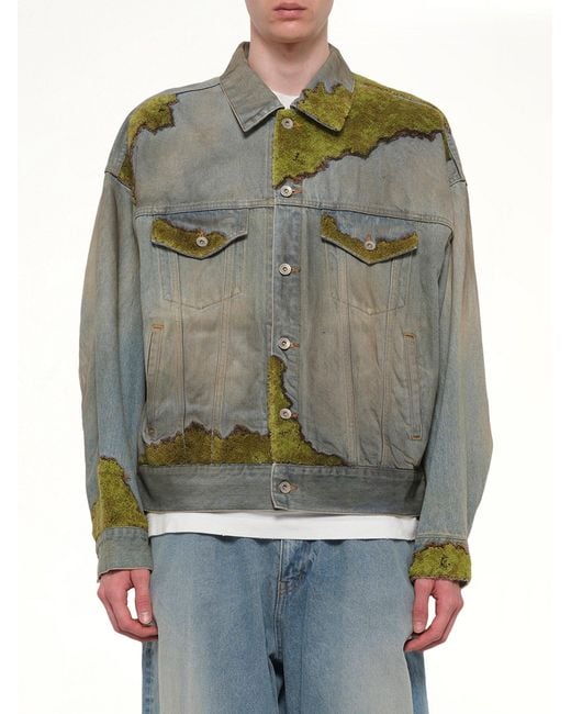 Doublet Gray Moss-Grown Denim Jacket for men