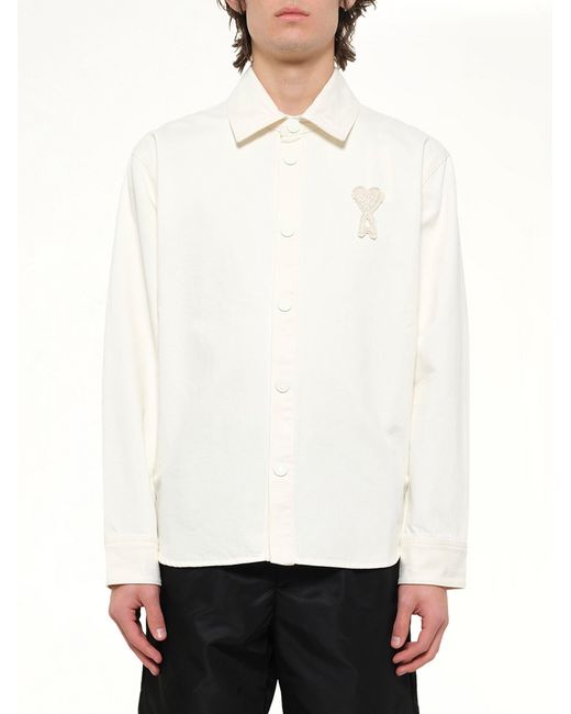 AMI White Knitted Adc Overshirt for men