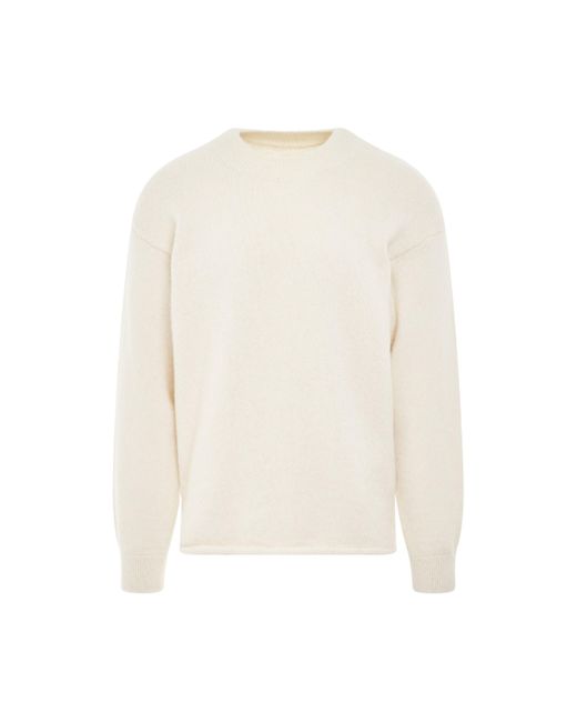 Jacquemus White 'Knit Sweater, Long Sleeves, Light, Size: Small for men