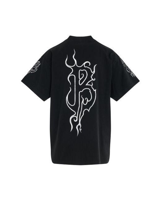 Balenciaga Black Darkwave Vintage Logo T-Shirt, Round Neck, Short Sleeves, /, 100% Cotton for men