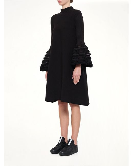 CFCL Black Pottery Swell Glitter Long Bell Sleeve Flare Mini Dress