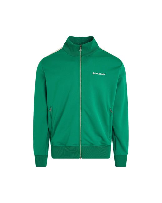 Palm Angels Green 'Classic Logo Track Jacket, Long Sleeves, /Off, 100% Polyester, Size: Small for men