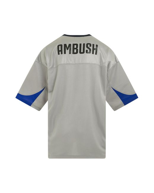 Ambush Blue Football Shirt, Short Sleeves, Ash/, 100% Polyester, Size: Medium for men