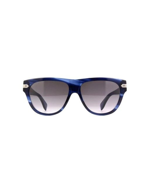 Hublot Blue Striped Aviator Sunglasses With Silvor Mirror Lens