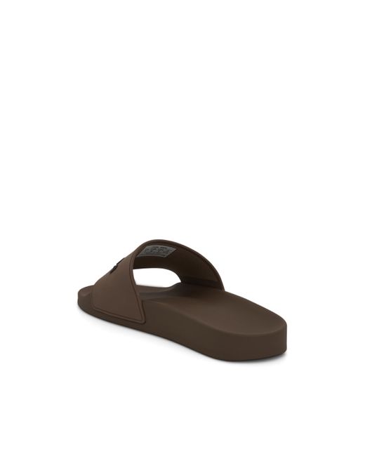 Balenciaga Brown 3D Logo Rubber Pool Slide Sandals, Taupe/, 100% Tpu for men