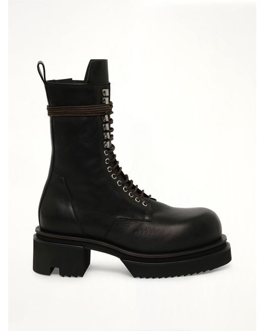 Rick Owens Black Army Lace Up Bogun Boots for men