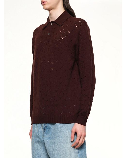 vowels Red Eyelet Polo for men