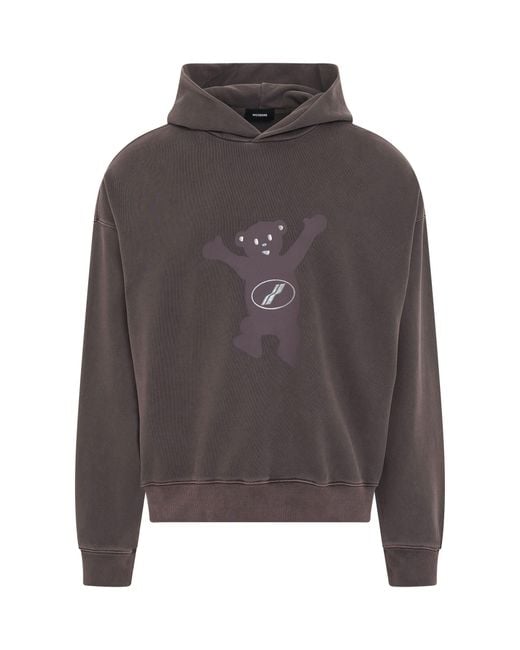we11done Gray New Teddy Logo Pigment Hoodie, Long Sleeves, 100% Cotton for men