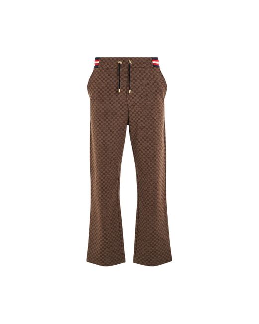 Balmain Brown 'Monogram Jacquard Pyjama Pants, , 100% Cotton, Size: Small for men