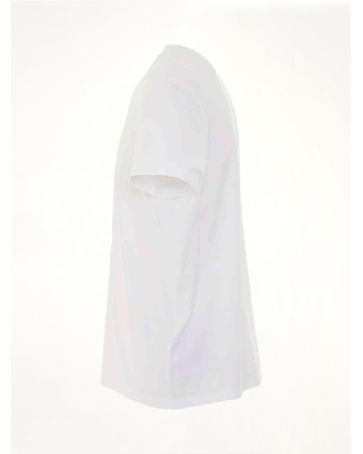 Maison Margiela White Upside Down Logo T-Shirt, Round Neck, Short Sleeves, 100% Cotton for men
