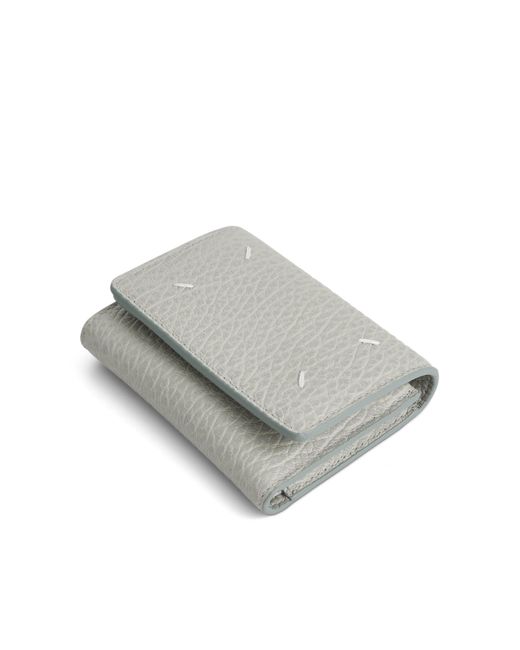 Maison Margiela Gray Four Stitches Tri Fold Wallet, , 100% Calf Leather