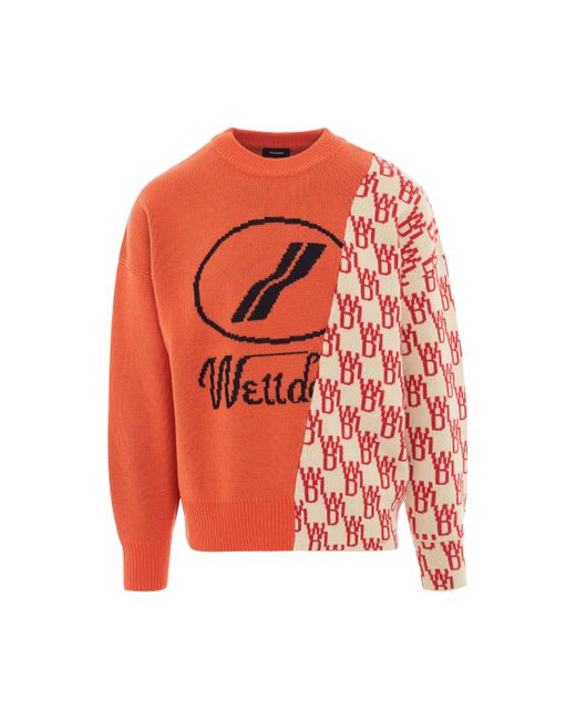 we11done Pink 'Wd1 Graphic Mix Logo Sweater, Long Sleeves, , Size: Small