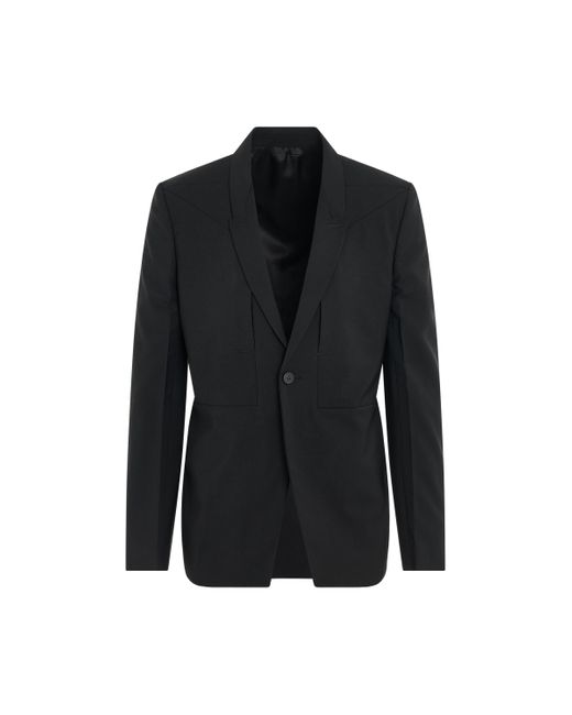 Rick Owens Black Fogpocket Soft Blazer, Long Sleeves, , 100% Cotton for men
