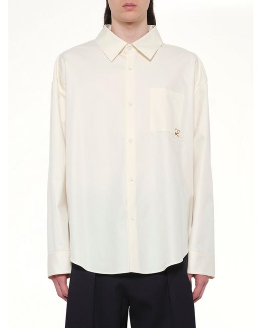 Loewe White Anagram Embroidered Shirt for men