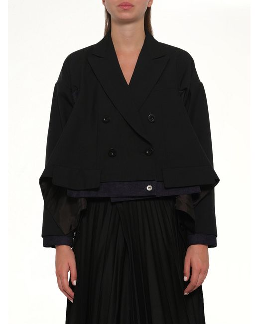 Sacai Black Suiting X Denim Jacket